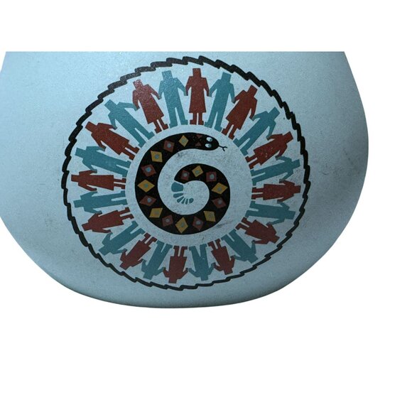 Wedding Vase Hand Painted Pottery Signed Southwestern Tribal Design Fetish - Picture 3 of 9